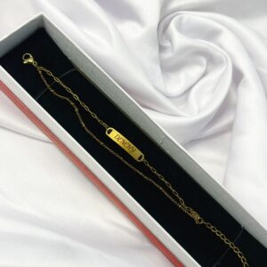 Double chain custom name bracelet